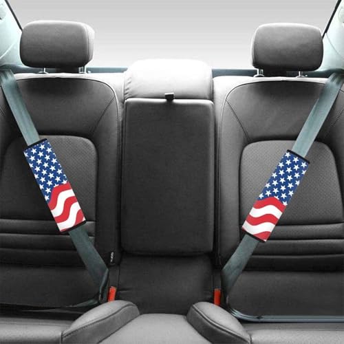 Image of AFPANQZ America Flag Pattern Seat Belt Pads Covers Universal Fit for Truck Vans Sedans SUVs Safety Seatbelt Pad Cushion Comfortable Driving Car Seats Accessories