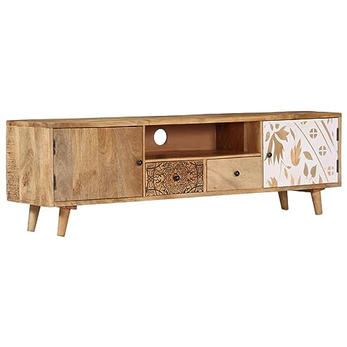 ShCuShan Mueble de TV de Madera Maciza de Mango 140x30x40 cm Muebles de Salon TV Muebles TV Salon Mueble para TV Mueble TV