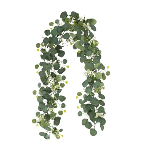 Guirlande d'eucalyptus artificielle, feuilles d'eucalyptus, vignes de verdure artificielle, chemin de table pour table, maison, mariage, décoration...