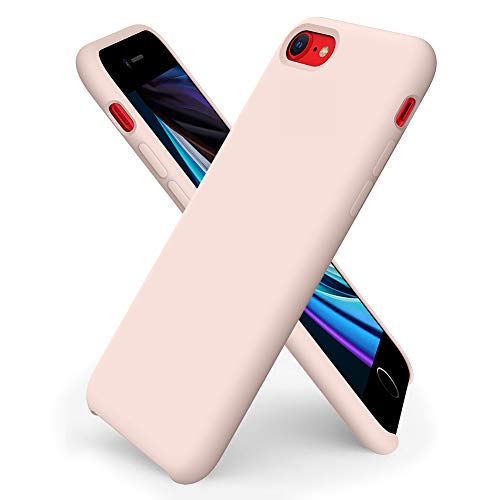 ORNARTO Funda Silicone Case para iPhone SE(2020), iPhone 7/8 Carcasa de Silicona Líquida Suave Antichoque Bumper para iPhone 7/8/ SE(2020) 4,7 Pulgadas-Rosa Arena