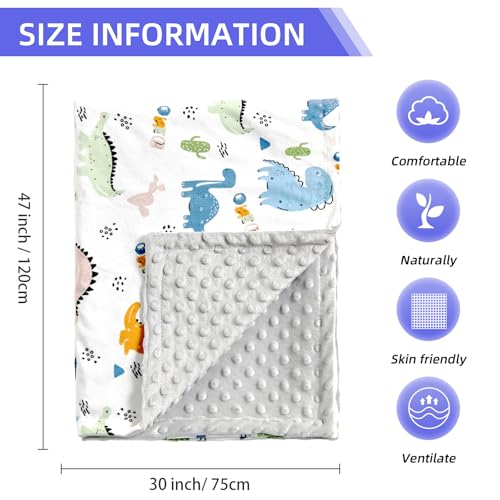 Image of Baby Nursery Bed Blankets Ultra Soft Double Layer Mini Blanket Minky Blanket Receiving Blankets Shower Gifts(Dinosaur,30 * 47in)
