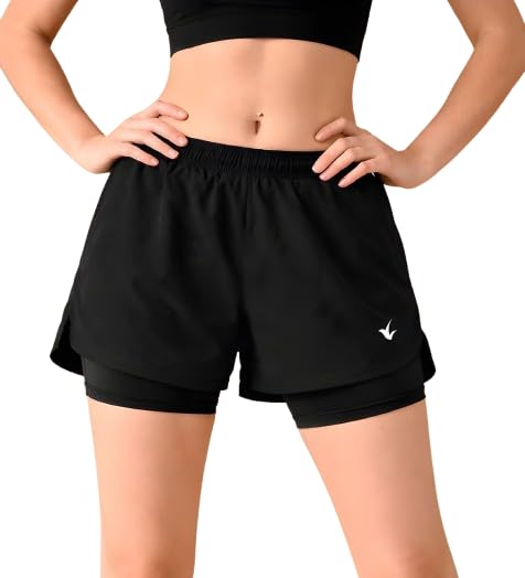 Women's Grey & Black Sports Shorts | High-Waist Gym Shorts for Workout, Running, Cycling, Yoga & Fitness | Stretchy Casual Athletic Shorts-picture-28