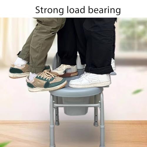 Bedside Commode Chair, 3 Adjustable Heights Portable Toilet for Adults, Raised Toilet Seat Mobile Toilet Seat with Solid Bucket Padded Backrest for Pregnant Elderly