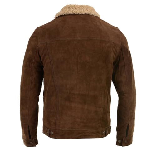 Milwaukee Leather Vintage SFM1817 Men's Brown Suede Leather Fashion Coat Jacket w/Plush Sherpa Inside Lining2
