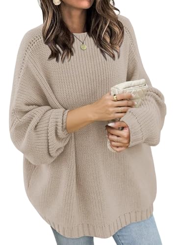 Wkior Women's Oversized Sweaters Loose Casual Batwing Sleeve Solid Mock Neck Knitted Jumper Tops