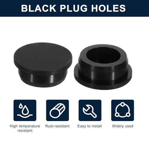 Image of uxcell 4 Pcs Black Plug Holes, Waterproof Rubber Button Plug for 34mm / 1.34 inch Hole