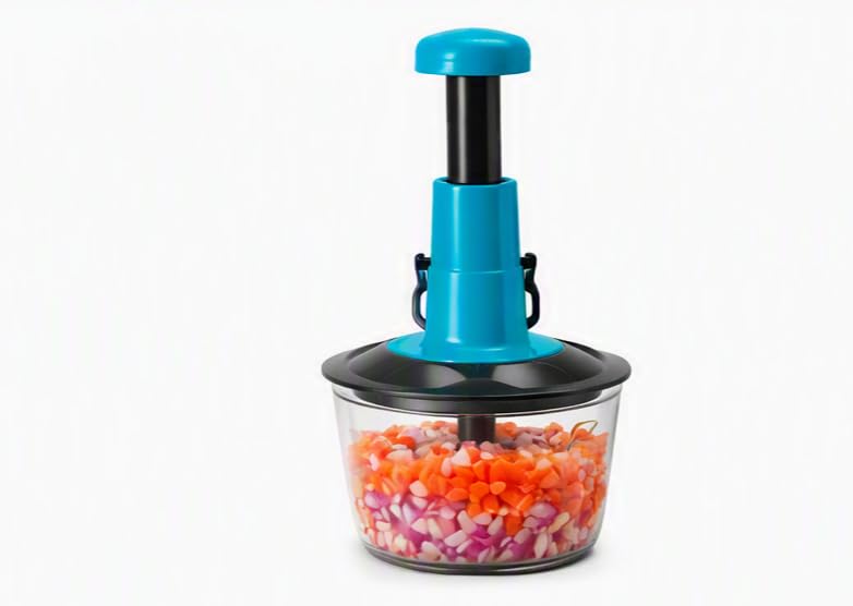 Manual Hand Press Vegetable Chopper with Clear Glass Bowl | Push & Chop Design, No Electricity Needed, Easy to Clean, Onion & Carrot Safe, Compact Kitchen Tool-image-32