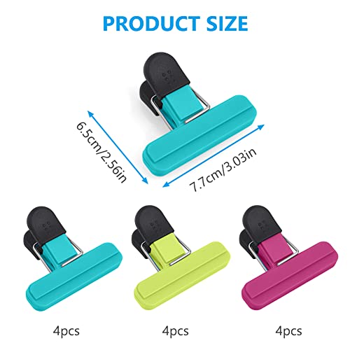 Image of AUAUY Chip Bag Clips, 12Pack Small Kitchen Clips for Refrigerator Food Storage Packages, Snack Bags, Photos, Assorted Sizes Food Bag Clips Plastic Heavy Duty Seal Grips