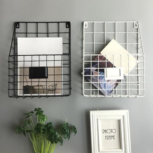 Revistero Colgante de Hierro Blanco Organizador Revistero de Pared Moderno 5