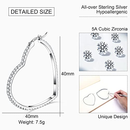 925 Sterling Silver Hoop Earrings For Women heart earrings hoop earrings for women Cubic Zirconia Earrings Hoops Ear GDDX Jewelry 20 30 40 MM Gifts3