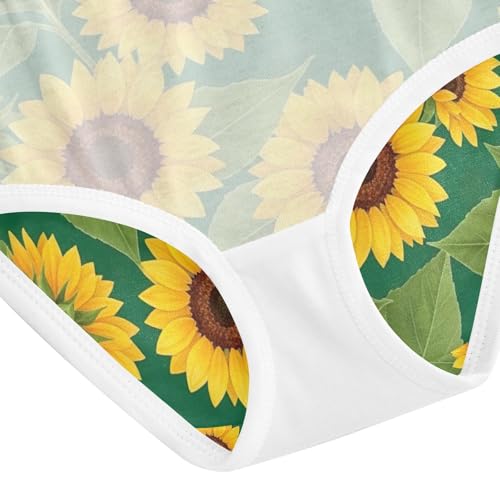 Toddler Girl Briefs, Yellow Sunflowers Petals Girls Cotton Underwear, 2–8 Years4