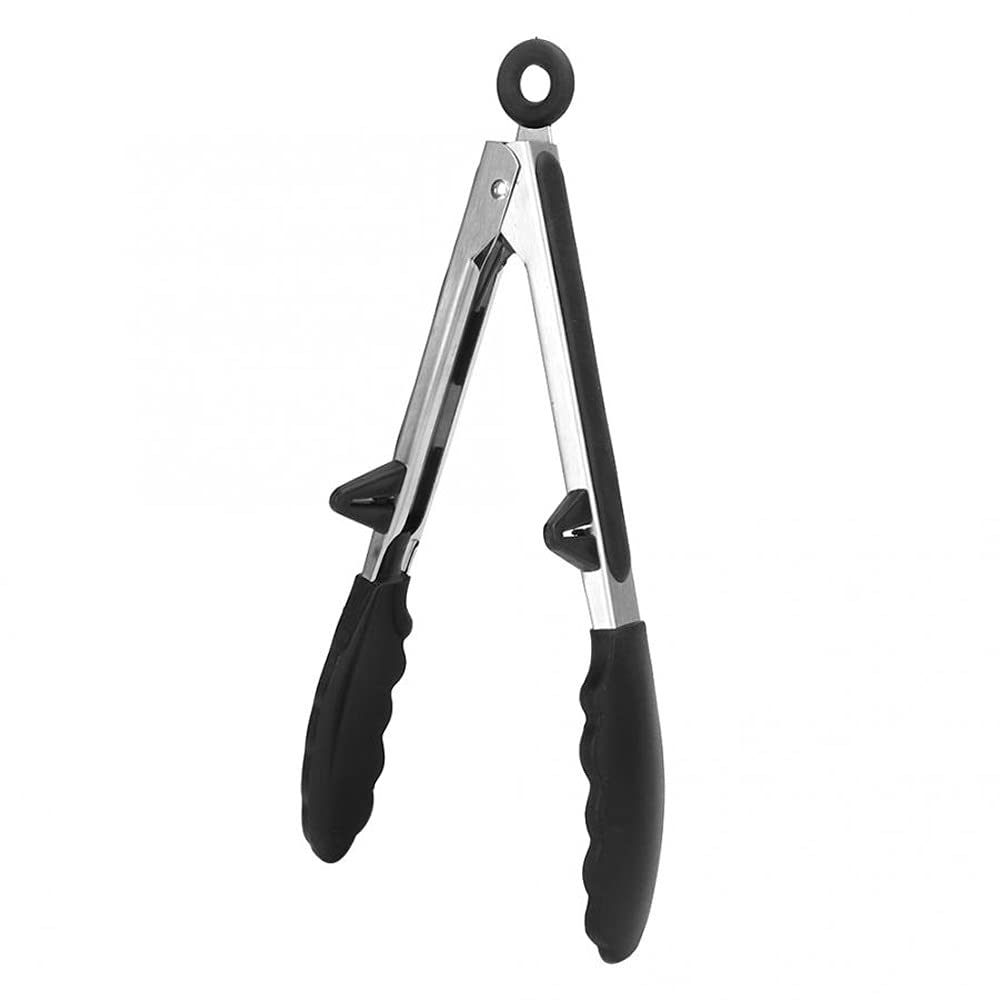 MRKU 1 Pieza de Pinza Resistente para cocinar, para Pan, Barbacoa, Hornear, Color Negro, con Cierre de Seguridad