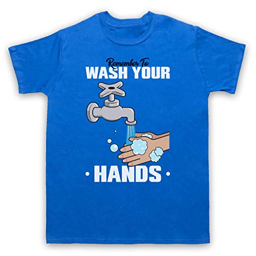 T-Shirt Coro Virus Bleu 5XL au motif Remember to Wash Your Hands unique