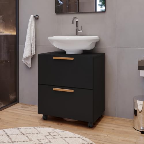 Armário Banheiro Prime Gabinete Pia De Coluna Preto