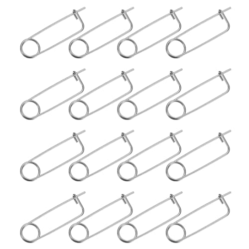 uxcell 16Pcs Brooch Shape Cotter Safety Pins, 0.08x1.69 Inch Zinc-Plated Carbon Steel Quick Lock Fastener, Spring Wire Pin for Farm, Lawn, Garden Hitch