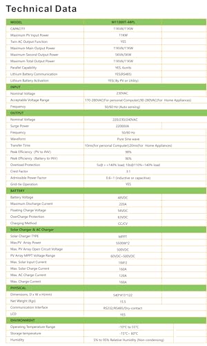 Image of Hybrid Solar Inverter 11KW 48V | Single Phase | Transformerless | On-Grid Off-Grid | Batteryless Function | Net Metering | Smart WiFi | Supports Lithium & Lead-Acid | 15+ Years Performance Warranty