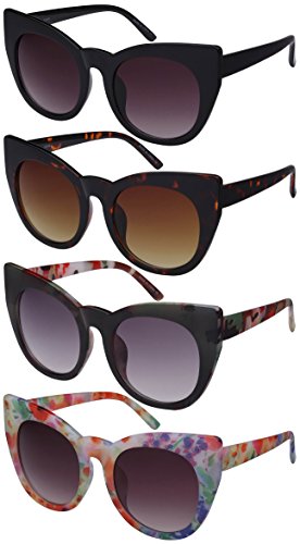 Edge I-Wear Retro Inspired Bold Cat Eye Sunglasses with Gradient Lens 32039P-AP (White+Flower, Grey)3