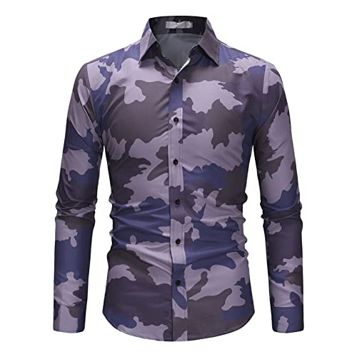 DGHM-JLMY Men's Camouflage Long-Sleeved Casual Shirt Military Style Camo Printed Button Down Shirt Camo Hunting Shirts