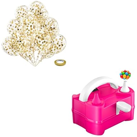 Gold Confetti Balloons and Electric Balloon Pump Cover