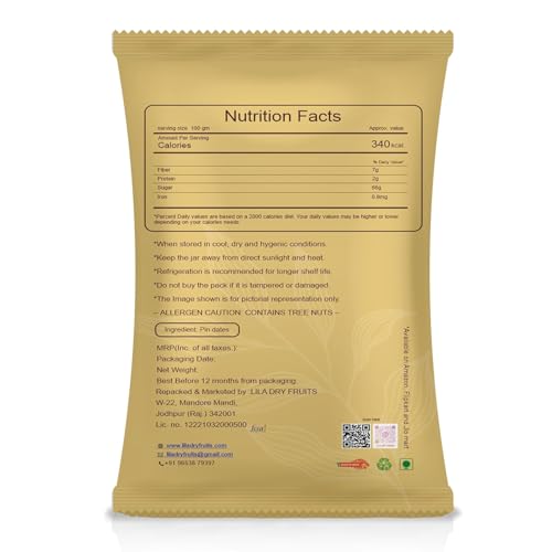 Image of LILA DRY FRUITS Pin Dates 500 g Arabian Seedless Dry Dates Pind Khajoor Natural Sweetness Premium Khajur for Daily Use | Healthy Snack for Home Office Travel Perfect for Gifting