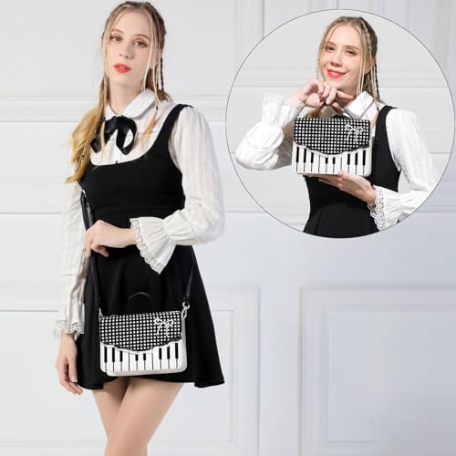 Image of Sunwel Fashion Cute Piano Purse Shoulder Crossbody Bag with Polda-dot Checkered