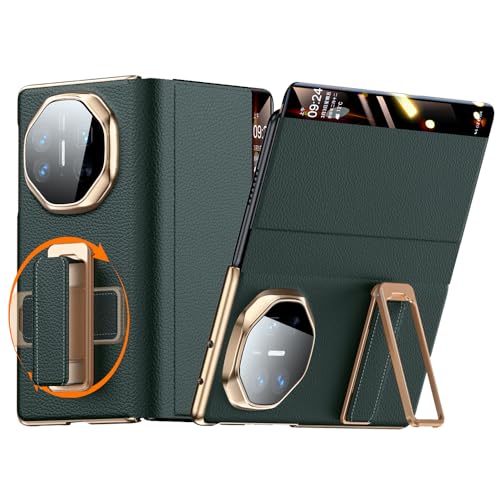 Étui magnétique Huawei Mate X5 5G vert avec béquille pliable et fenêtre rabat
