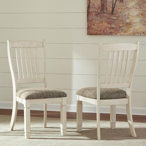 Image of Signature Design by Ashley Bolanburg 20 inch Upholstered Dining Room Chair, Set of 2, Antique White