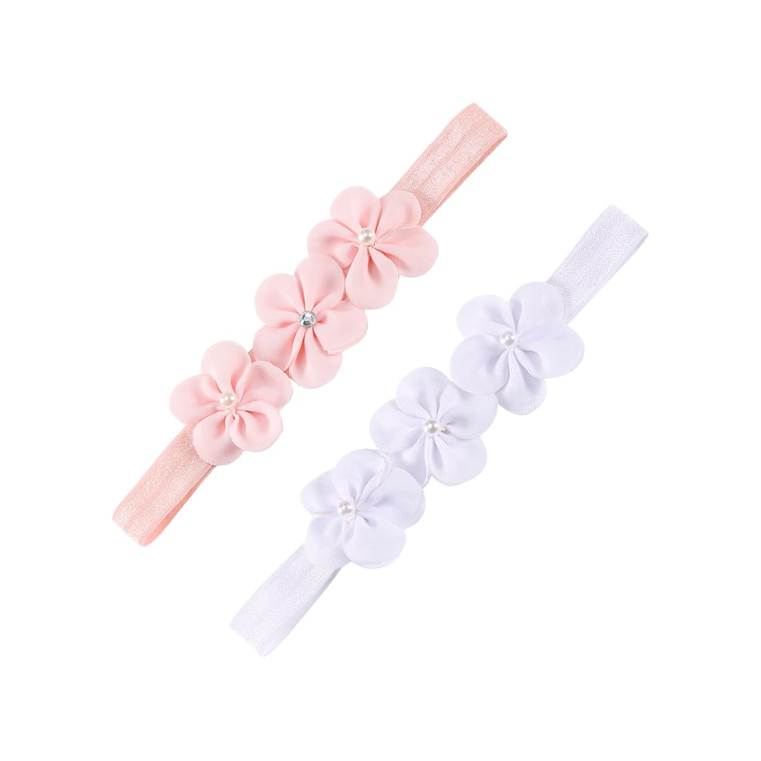 SULIUDAJI 2 Pezzi Fascia Capelli Neonata,Fasce in Gros Grain per Bambine Floreale Copricapo Elastici Fascette Neonata Nastri Capelli per Neonati, Bambina fasce per capelli