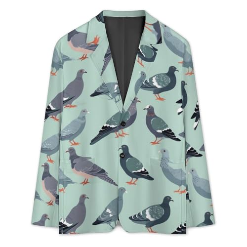 Cute Pigeon Birds Men's Casual Blazers Slim Fit Sport Coats Blazer Two Buttons Suit Jacket for Work Party3