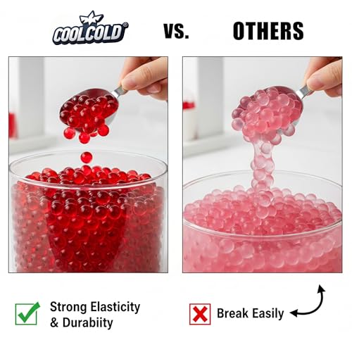 Image of COOLCOLD Gel Blaster Refill Ammo - 50,000 Rounds of 7-8mm Non-Toxic Water Beads for Gel Guns - Safe for Adults 15+ - Transparent Blue Gel Bullets - Pack of 5 - Also Ideal as Home Decor Vase (Red)