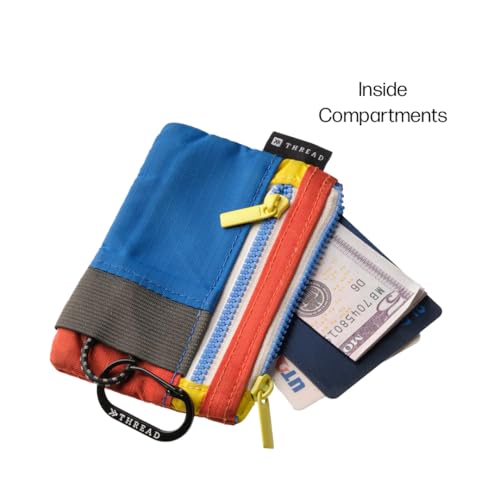 Image of Thread Wallets Pouch Wallet - Compact Zip Wallet with Clear ID Window, Coin & Card Pockets, and Key Stash - Lightweight Rip-Stop Travel Wallet for Men & Women (Color Block)
