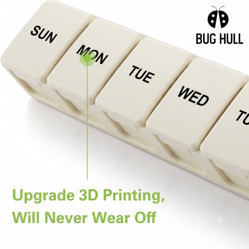 Image of BUG HULL Weekly Pill Organizer Large 2 Packs, Extra Large Travel Pill Organizers, Pill Box 7 Day, Travel Pill Case, Medicine Pill Organizer for Medications (Black+Beige)