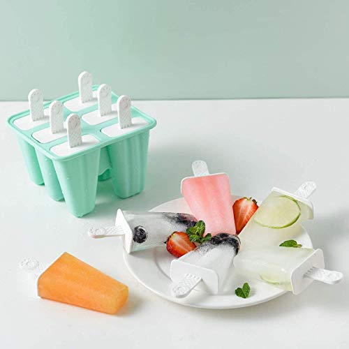 Popsicle Molds Silicone Ice Pop Maker, Morfone 6 Pieces Reusable Kids Popsicle Tray Holder BPA Free LFGB Certified Bonuses 30 Popsicle Bags, Funnel and Cleaning Brush