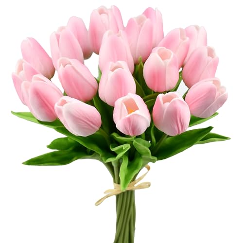 Image of Mandy's 20pcs Artificial Peach Pink Tulips