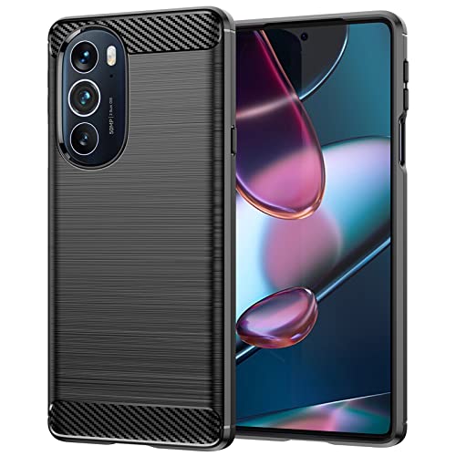 Moto Edge Plus 2022 case,Motorola Edge+ 2022 case,Soft TPU Slim Fashion Anti-Fingerprint Non-Slip Protective Phone Case Cover for Motorola Moto Edge Plus 2022/Edge 30 Pro/Edge X30(Black Brushed TPU)
