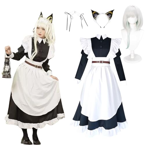 [Plazhen] アークナイツ ケルシー メイド服 コスプレ衣装セット 髪飾付き 偽耳付き 全アクセサリー付 ウィッグ追加可 明日方舟 ゲームキャラクター コスチューム 変装 仮装 (Bウィッグ+衣装セット,S)のサムネイル
