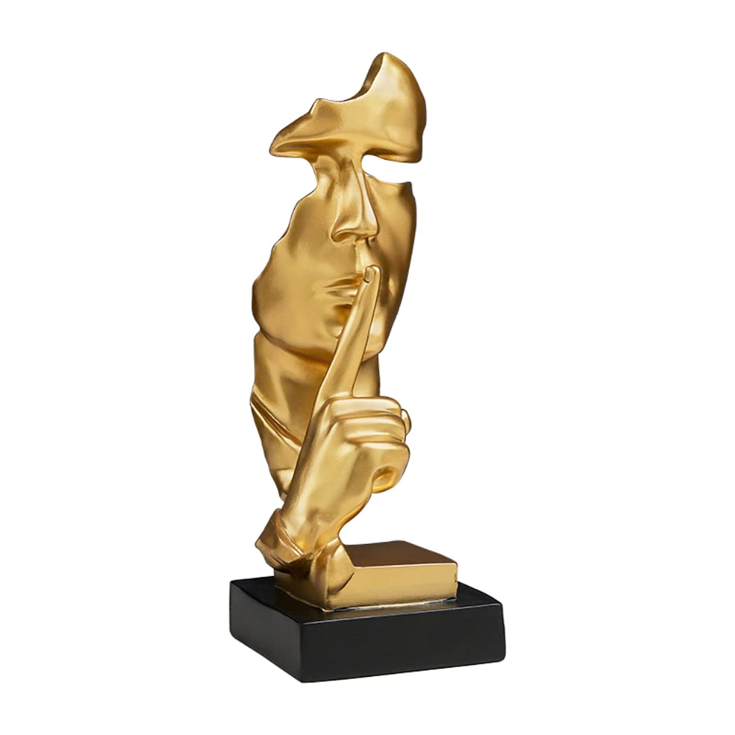 Silence is Gold Abstrakte Figur Harz Figur Sammlerstück Statue Dekor für Büro Cafe Wohnzimmer Europäische abstrakte Harz Skulptur Modelle Gold