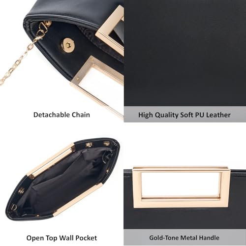 Image of DETARA Clutch Purses for Women Cut Out Handle Clutch PU Leather Evening Bag Elegant Purse for Women Formal Wedding Party