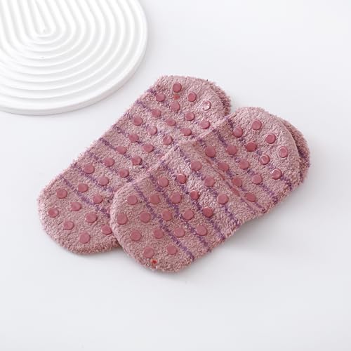Image of SKOLA Cozy Winter Fuzzy Women Socks Grip Slippers Fluffy House Non Skid Microfiber Socks