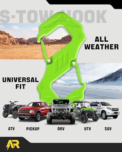 Image of 3 /8 inch S Tow Hook, G80 Steel Quick Winch Shackle 33,000Lbs Break Strength, Heavy Duty Off-Road Recovery Connect Hook for SUV, Truck, Trailer & Towing Applications, Green