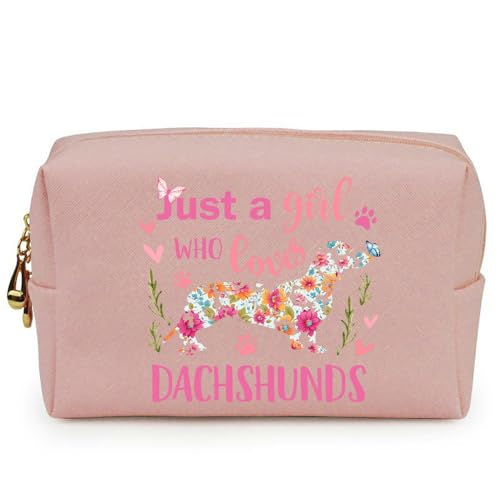 3-In-1 Just A Girl Who Love Dachshunds Canvas Tote Bag Grocery Reusable Handbags Jewelry Box and Makeup Bag Set3