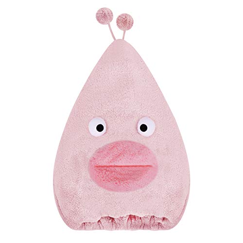 FakeFace Grappige haardroogdoek voor kinderen, hoofddoek, polyester, microvezel, hoofddoek, droogkap, haartulband, zacht, snel droog haar handdoek (grote mond roze)