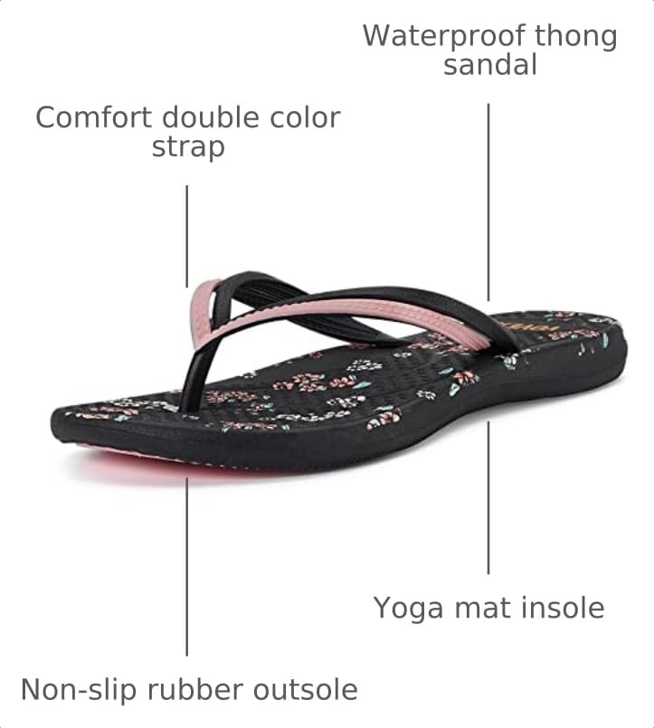 Image of VOVEA Flip Flops For Women Non-Slip Bathroom Shower Shoes Cushion foam Indoor and Outdoor Sandals