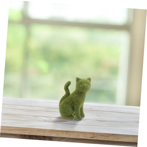 Décoration extérieure de balcon avec la statuette chat vert effet pelouse - 7