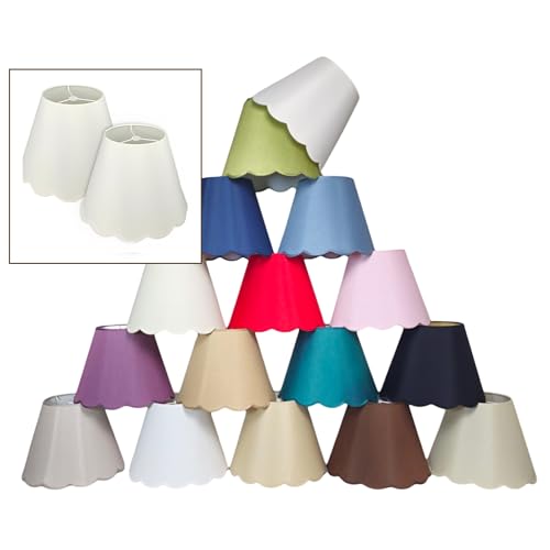 Royal Designs, Inc. Set of 2 Round Scalloped Bottom Medium Lamp Shade for Table Lamp, Spider Fitter, 7 x 13 x 10 in, White, 2 Pack by Royal Designs, Inc. - Used condition - US$67.18