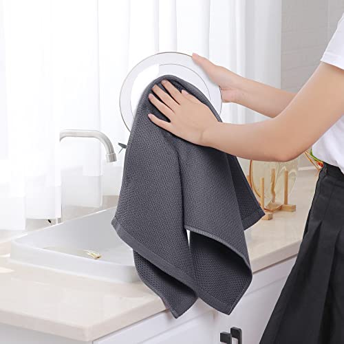 Image of Homaxy 100% Cotton Waffle Weave Kitchen Dish Towels, Ultra Soft Absorbent Quick Drying Cleaning Towel, 13 x 28 Inches, 6-Pack, Dark Grey