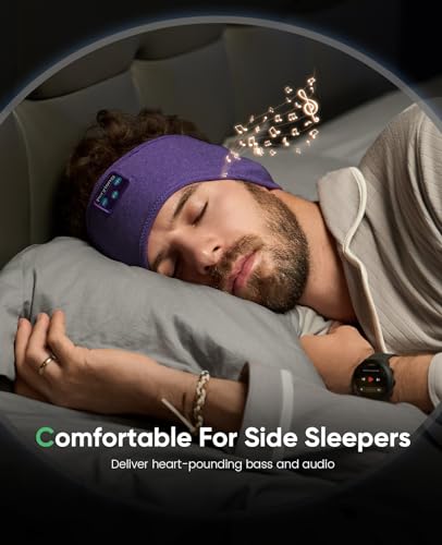 Image of Perytong 2 Pack Sleep Headphones Bluetooth 5.4, Sleeping Headphones for Side Sleepers, Sweat Resistant Earphones with Built-in Stereo Speakers for Sport Travel Yoga Jogging