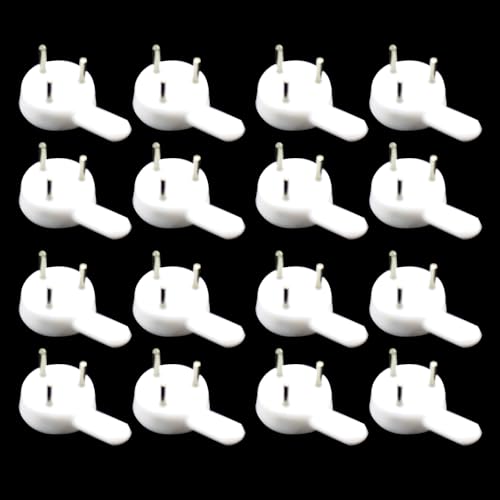 Image of 100PCS Heavy Duty Wall Hook Set, ABS & Steel Material, White, L-Shape, 25mm x 15mm, 20 Pounds Max Weight, Drywall & Concrete Walls