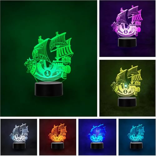 Wolobox LED-Lampe Anime Manga One Piece Thousand Sunny Farbwechsel USB...