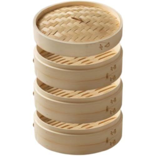 FiveLn 手作りせいろ料理セット 蒸職人 竹セイロ 2/3段 蒸し布/蓋付き 業務用 せいろ 専用 蒸篭 蒸籠 中華せいろ 業務用 せいろ (21cm 3層 1カバー)